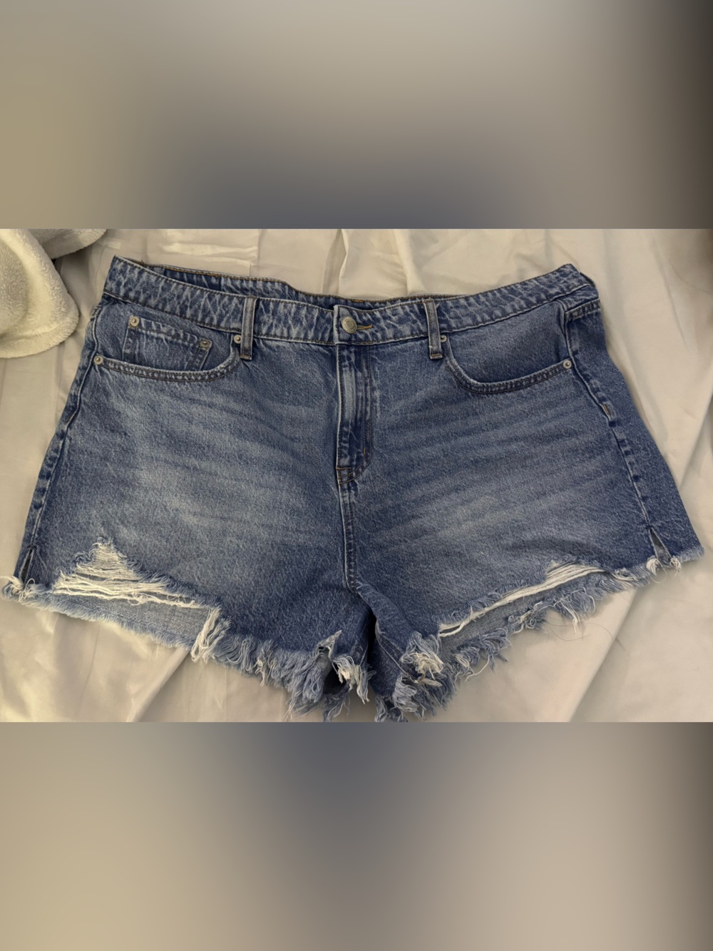 Aeropostale Distressed Frayed Hem Denim Shorts - Blue